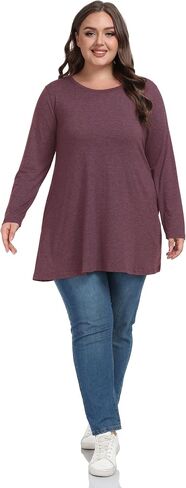 Shiaili Classic Plus Size Tunic Tops with Pockets Heather Long Shirt for Women in Saudi Arabia