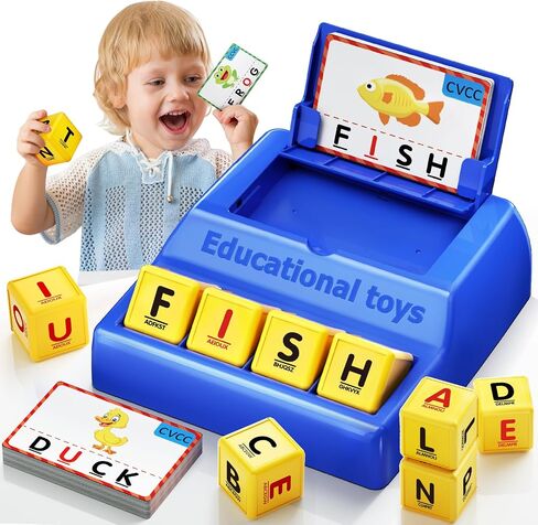 Learning Educational Toys for 3 4 5 6 7 8 Year Old Boys Girls, Matching Letter Game for Kids Toys Ages 3-8, Montessori Toys for Kids Christmas Birthday Gifts Halloween Easter (Blue) in Kuwait