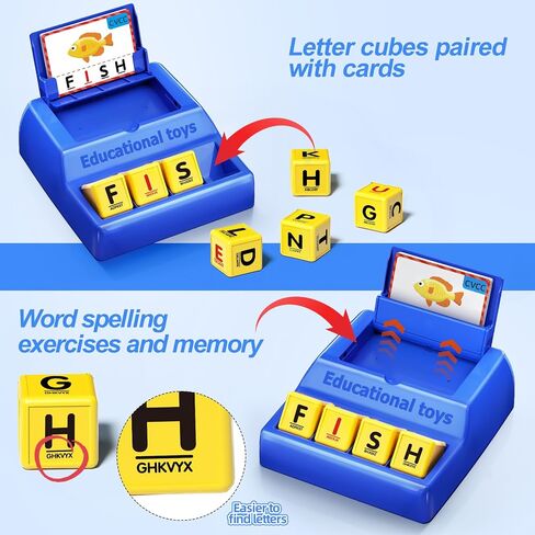 Learning Educational Toys for 3 4 5 6 7 8 Year Old Boys Girls, Matching Letter Game for Kids Toys Ages 3-8, Montessori Toys for Kids Christmas Birthday Gifts Halloween Easter (Blue) in Kuwait