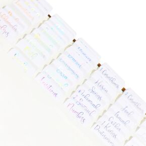 Idyllic Grace - Holographic - Bible Tabs - Holographic Foil - Journaling - Study - Old & New Testament - Christian - Catholic - Apocrypha - Index Tabs - 90 Tabs - Laminated - Durable - Rainbow Shift