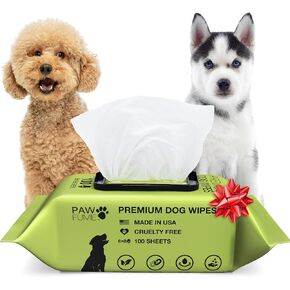 Pawfume Dog Wipes 100 Count, Pet Wipes – Hypoallergenic & Gentle Dog Wipes for Eyes, Face, Butt, and Paws – Cleaning & Deodorizing, Grooming Tear Stain Wipes for Puppy, Adult Dogs & Cats