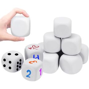10 PCS Large Eva Foam Dice White Blank Dice 1.96 Inch DIY Graffiti Foam Dices for Painting Art Project Party Supplies