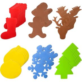 36 Pieces Foam Christmas Cut-Outs 7'' Christmas Tree Snowflake Elk Christmas Stocking Bell Die Cuts Assorted Colors Christmas Shapes Pre Cut for Kids DIY Crafts Bulletin Board Christmas Party Decor