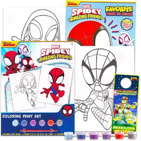 Marvel Spidey and His Amazing Friends Paint Posters Set - 4 Pc Bundle with Spidey and Friends Painting Activity Book and More | Spiderman Coloring and Activities for Toddlers, Kids