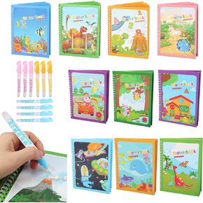 5 Pack Reusable Water Coloring Books for Toddlers, Mess Free Coloring for Toddlers, Paint with Water Books for Toddlers Educational Learning，Travel Toys Gift for Toddlers
