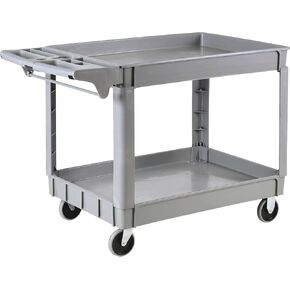 Ironton 500-Lb. Capacity 2 Tray Utility Cart, Maintenance-Free Structural Foam Construction Cargo Pushcart, Scratch Resistant, Easy to Clean Service Cart, 46 3/5in.W x 25 2/5in.D x 32 7/10in.H
