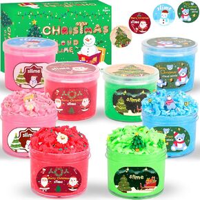 4 Pack Christmas Cloud Slime Kit, Advent Calendar 2024, Soft & Non-Sticky, Colorful Slime Party Favors for Kids, Fingertip Toys for Boys and Girls, Goodie Bag Stuffers