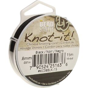 The Beadsmith Knot-it! Cord – Nylon Chinese Knotting Cord – Black Color – 0.8mm Diameter – 15-Meter Spool – Use in Macrame, Kumihimo, Shamballa Bracelets, Decorative Knots & Traditional Chinese Arts