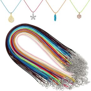 60pcs Leather Necklace Cord with Clasp,Necklace String,20In Waxed Leather Necklace with Clasp,Colorful Necklace Cords for Pendants,1.5mm Rope Necklace for DIY Bracelet Necklace Jewelry Making