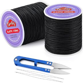1mm Elastic String for Bracelets, Stretchy Bracelet String 2 Rolls Total 330 Feet, Elastic Cord for Bracelet Making Nylon String for Jewelry Crafts Sewing and Friendship Bracelet -Red