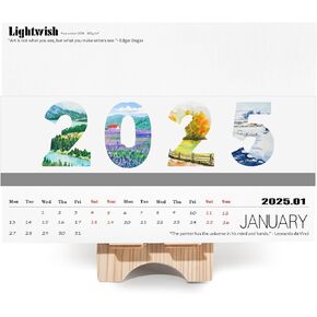 Lightwish Watercolor Calendar Set for 2025, 100% Cotton, 12 Sheets, 140lb (300gsm), Acid-Free Cold Pressed Watercolor Paper Bulk, Art Supplies for Watercolor Crafts and DIY Media
