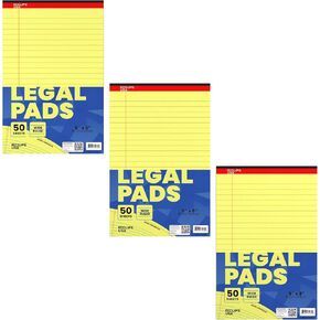 E-CLIPS USA Notepads, Small Legal Pads, Note Pads 5x8, Legal Wide Rule Notepad, Canaray, Chipboard Back, Slim Writing Pad, Office Supplies, 50 Sheets Per Pad (12 Pack)
