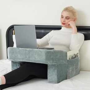Pillow for Reading & Gaming,Arm Rest Tripod Pillow for Adults Studing,Working,Playing Steam Switch in Bed Sofa Floor,Memory Foam Pillow with Side Pockets & Large Leg Space,Friendly to All Body Types