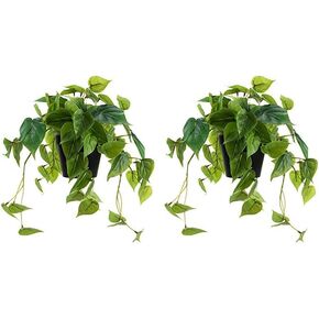 LuckyGreenery 2 Pack Artificial Scindapsus Aureus, Realistic Fake Plants with Plastic Pot for Home Office Bedroom Indoor Outdoor Decor(8in H) in Saudi Arabia