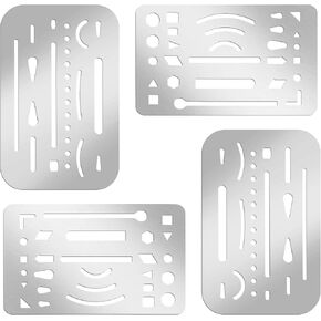 4 Pcs Eraser Shields Stainless Steel Eraser Shields Tool Drawing Template Durable Drafting Tools Versatile for Mechanical Drawing Engineering Design - Erased Accurately
