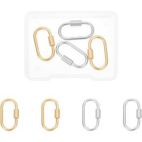 UNICRAFTALE Oval Screw Carabiner Lock Stainless Steel Screw Locking Keychain Carabiner Clasp Metal Keychain Clip Hook Quick Link for Jewelry Making Handbag DIY Accessory