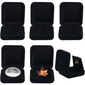 FINGERINSPIRE 6pcs Black Velvet Challenge Coin Presentation Display Box 30mm Single Lapel Badge Display Holders Square Medal Lapel Pin Storage Boxes Commemorative Coins Capsules