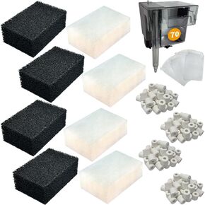 4 Set of Three-Stage Filtration Tank Filter Maintenance Kit, Replacement for AquaClear 70 Power Filter, Fish Tank Filter for 40- to 70-Gallon Aquariums