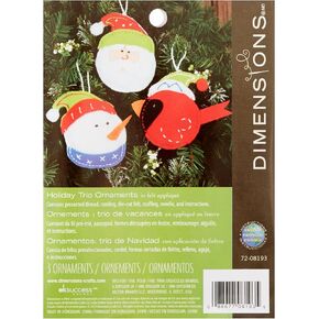 Dimensions Crafts Felt Applique Ornaments, Holiday Trio