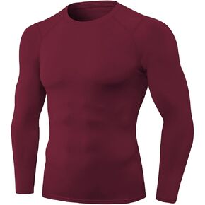 Men's Compression Long Sleeve Shirts, Cool Dry Sport Workout Underwear Shirt Athletic Baselayer Running Tops 1/2 Pack