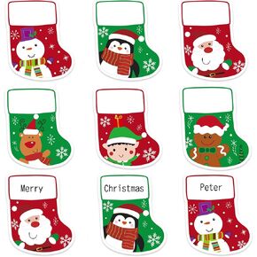 JarThenaAMCS 180Pcs Christmas Name Tag Sticker Stocking Santa Snowman Nameplate Sticker Red Green Name Label Decal for Xmas Winter Gift Desk Wall Decor