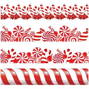 69ft Christmas Bulletin Board Borders Xmas Candy Cane Stripes Bulletin Board Decor Mints Borders for School Classroom Office Chalkboard Decoration