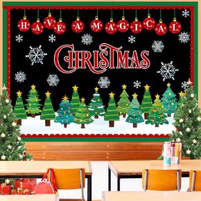 Containlol 65 Pcs DIY Christmas Tree Bulletin Board Set Christmas Classroom Bulletin Board Decorations 3D Xmas Tree Cutouts DIY Crafts Set for Winter Xmas Holiday Birthday School Home Wall Door Decor
