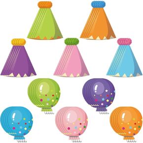 60 Pieces Colorful Cupcake Cutouts Birthday Classroom Bulletin Board Decorations Creative Cupcake Balloons Cutouts Name Tags for Classroom Door Decorations(Cupcake, Balloons)