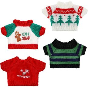 Bencailor 4 Pcs Christmas Doll Sweater Clothes 11.5 Inch Doll Accessories Clothes Hoodie Sweater Set Knitted Clothing for Elf Doll Decor