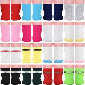 Honoson 16 Pairs Doll Socks for American 18 Inch Doll Socks Accessories Gifts for Holiday Birthday, Multicolor