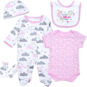 Reborn Baby Doll Clothes for 20-22 inch Girl Reborn Dolls Purple Sleepwear Clothing Outfits Newborn Dolls Accessories 5 Pieces of Pack