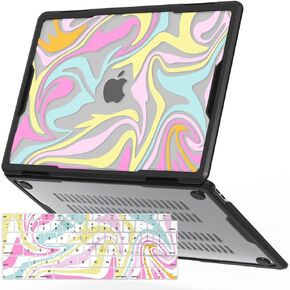 iCasso for MacBook Air 13 Inch Case 2021,2020-2018 Release M1 A2337 A2179 A1932, Anti-Cracking Heavy Duty Protective Hard Shell Case with TPU Bumper for MacBook Air 13.3+Keyboard Cover,Flowers