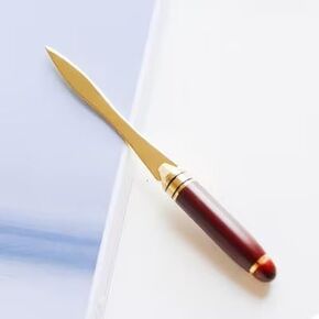 Gold Letter Opener Creative Portable Cut Paper Tool Wooden Handle Letter Student Stationery DIY Crafts Tool Envelopes Opener, Cutting and Measuring Devices