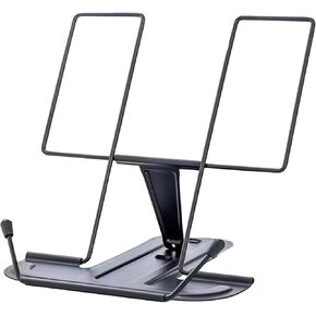 Metal Book Stand for Desk, Adjustable Reading Rack, Book Holder(Black)
