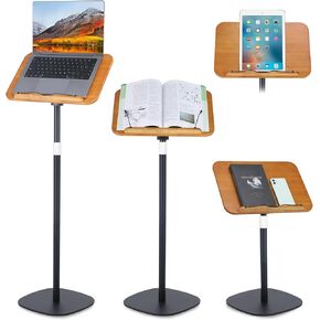 Floor Book Stand for Reading,Height and Angle Adjustable Wood Book Holder,Music Sheet Stand Multi-Functional Reading Rack for Heavy Duty Book,Laptop,Tablet,Phone,MAX Height 52 Inch