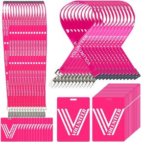 30 Sets Volunteer Lanyard with PVC Card Pass Volunteer Badges Volunteer ID Breakaway Lanyard with Plastic Badges Identified Event Staff Lanyard for Event Church Fundraising Donation Activities