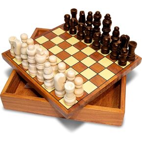 BrainCandy Wooden Travel Games (Wooden Travel Chess Set On-The-GO Fun)