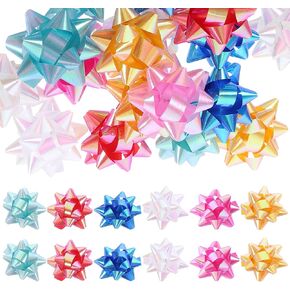 Healeved 70PCS Bows Christmas Bows Christmas Pull Bows 2" Christmas Wrap Pull Bows Christmas Wrapping Bows for Presents Box Baskets Wine Bottles Decoration (Mixed Color)