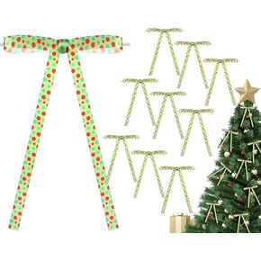48 Pcs Christmas Mini Tree Bow White and Red Candy Cane Christmas Wreath Bow Christmas Twist Tie Bow Decorative Bow for Xmas Trees Garland Ornaments Gift Wrapping Crafts