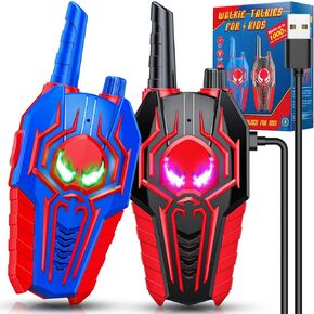 Spider Walkie Talkies for Kids Rechargeable: Toys Gifts for 3 4 5 6 7 8 9 Year Old Boys Girls Ages 5-7 Kids Walkie Talkies 2 Pack Outdoor 2 Way Radio Toy for 3-12 Year Old Boy Birthday Gift Age 3-6