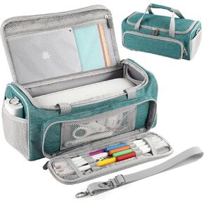 Carrying Case for Cricut Joy Xtra, Tote Bag for Extra Machine Storage, Dust Cover,Full Open Cricut Case with Pockets for Cricut Accessories, Cricut Tools（Green）