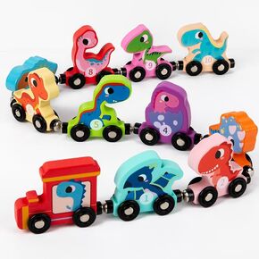 Toddler Toys 11 Magnetic Wooden Train Set for Toddlers Dinosaur Train Montessori Toys for Toddlers, Preschool Learning & Fun and Activities for Kids