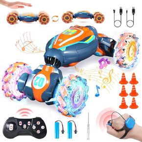 BEZGAR Gesture Sensing RC Stunt Car - Remote Control Car with 3 Sensor Modes, Hand Controlled Twist Car with Lights & Music, 4WD All Terrain RC Cars for Kids, Birthday Gifts Toys for Boys Age 4-12 YO