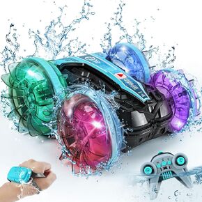 GIAT Amphibious Remote Control Car, Pool Toys for Boys 6,7,8,9,10,11,12 Years Old - Best Birthday Gift for Kids, 4WD RC Stunt Car with Light & Music, 2.4GHz Waterproof, 360° Rotations