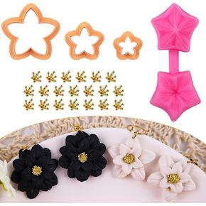 Puocaon Petal Polymer Clay Cutters - Mini Flower Petal Clay Cutters for Polymer Clay Jewelry, Set of 8 Clay Jewelry Cutters, Micro Flower Clay Cutter Set, 3D Flower Cutters for Polymer Clay Earrings