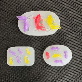 3Pcs Koi Fish Silicone Mold Mini Size Goldfish Epoxy Resin Mold 14 Cavities Jewelry Pendant Resin Casting Mold DIY Ear Stud Earring Necklace Charms Making Tool Nail Art Décor Handmade Craft