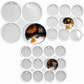 25-Cavity Circle Silicone Mold Set of Large + Medium + Small Round Silicone Mold Resin molds for Keychain Resin Jewelry molds Resin Pendant Mold