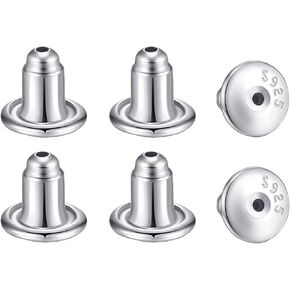 3 Pairs Earring Backs for Studs Secure,925 Sterling Silver Earrings Backs Replacements,Hypoallergenic Earring Backs Safely Locking Earring Backs for Studs (White Gold)