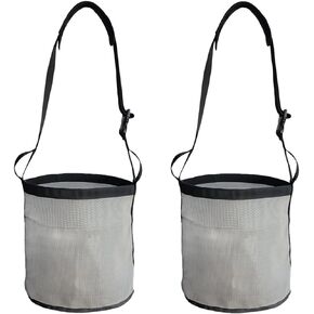 Feedbag for Horse, Heavy Duty Nylon Mesh Grain Feed Bag, Adjustable Strap, Neck Pad, and Waterproof Bottom (2 Pack)