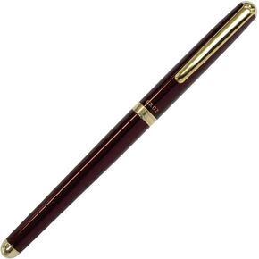 オート OHTO CR02 Gold Parts Model Ceramic Rollerball Pen, 0.5mm Fine Point, Aluminum Barrel with Gold-Plated Brass, Wine Finish, Refillable Water-Based Black Ink, CR02-05-GWI